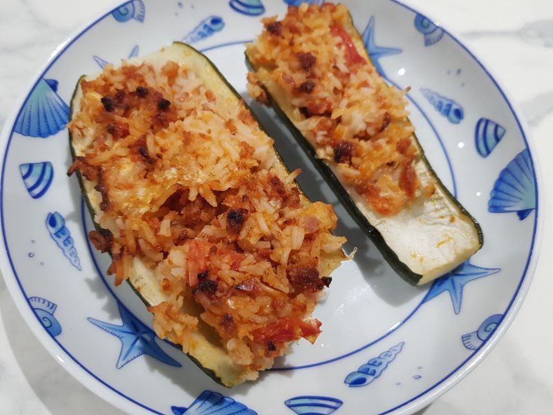 Courgettes farcies au chorizo et au riz